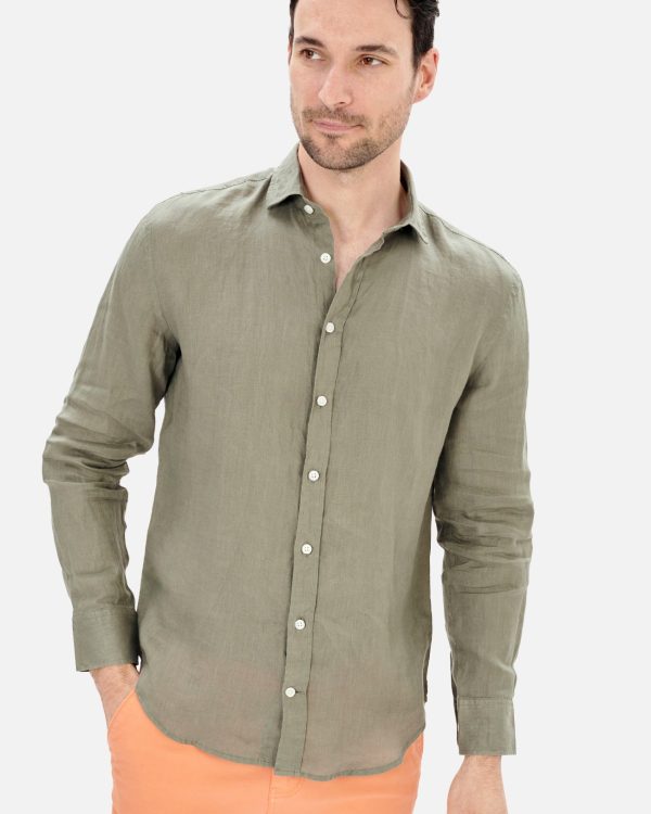 CAMISA LINO HOMBRE CUELLO CUTAWAY