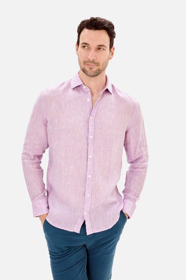 CAMISA LINO HOMBRE CUELLO CUTAWAY