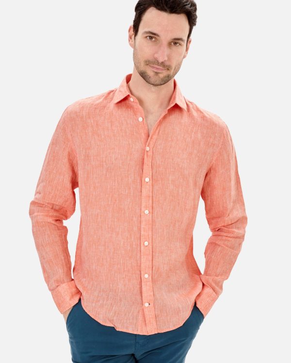 CAMISA LINO HOMBRE CUELLO CUTAWAY