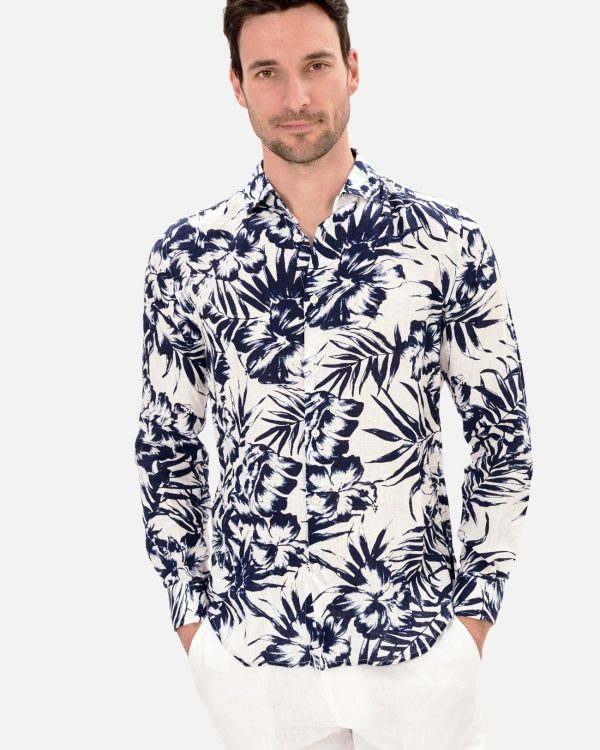 CAMISA LINO HOMBRE CUELLO CUTAWAY