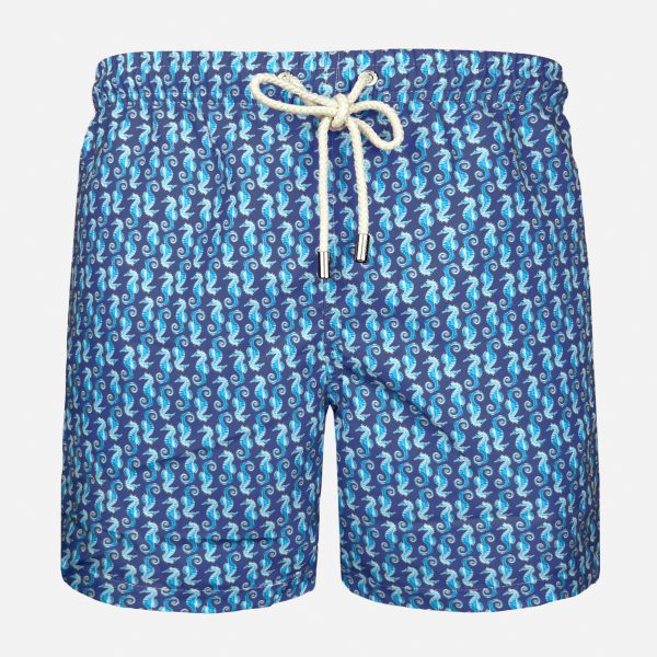 Bañador azul marino estampado caballitos de mar Blue Coast Yachting