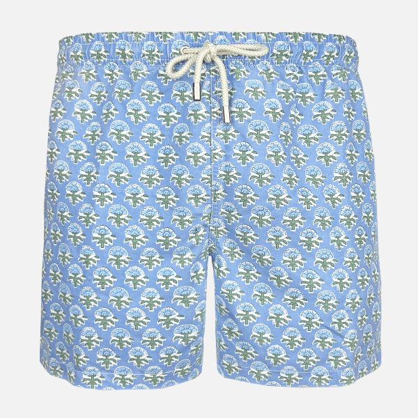 Bañador azul claro estampado de flor hombre Blue Coast Yachting