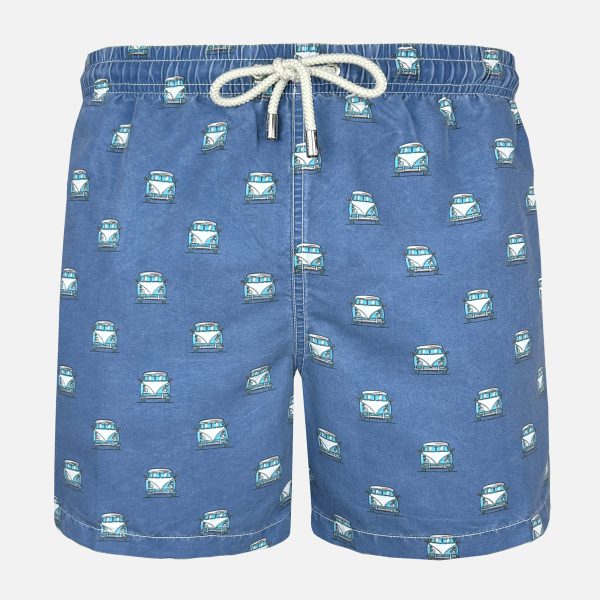 Bañador azul marino estampado coche hombre Blue Coast Yachting