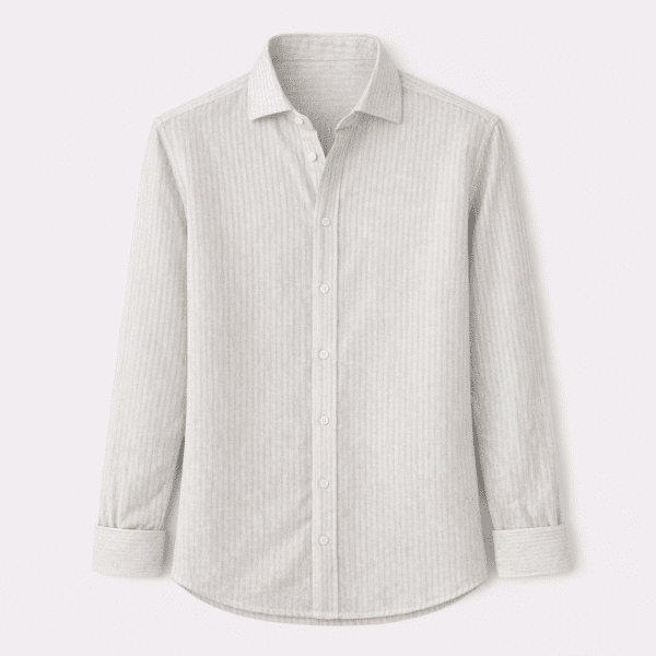 Camisa lino rayas hombre de manga larga con diseño de rayas verticales