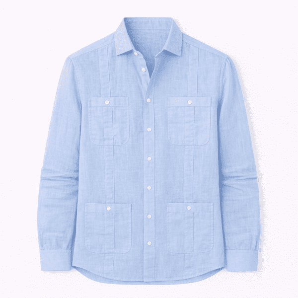 Guayabera lino hombre blanca con cuatro bolsillos Blue Coast