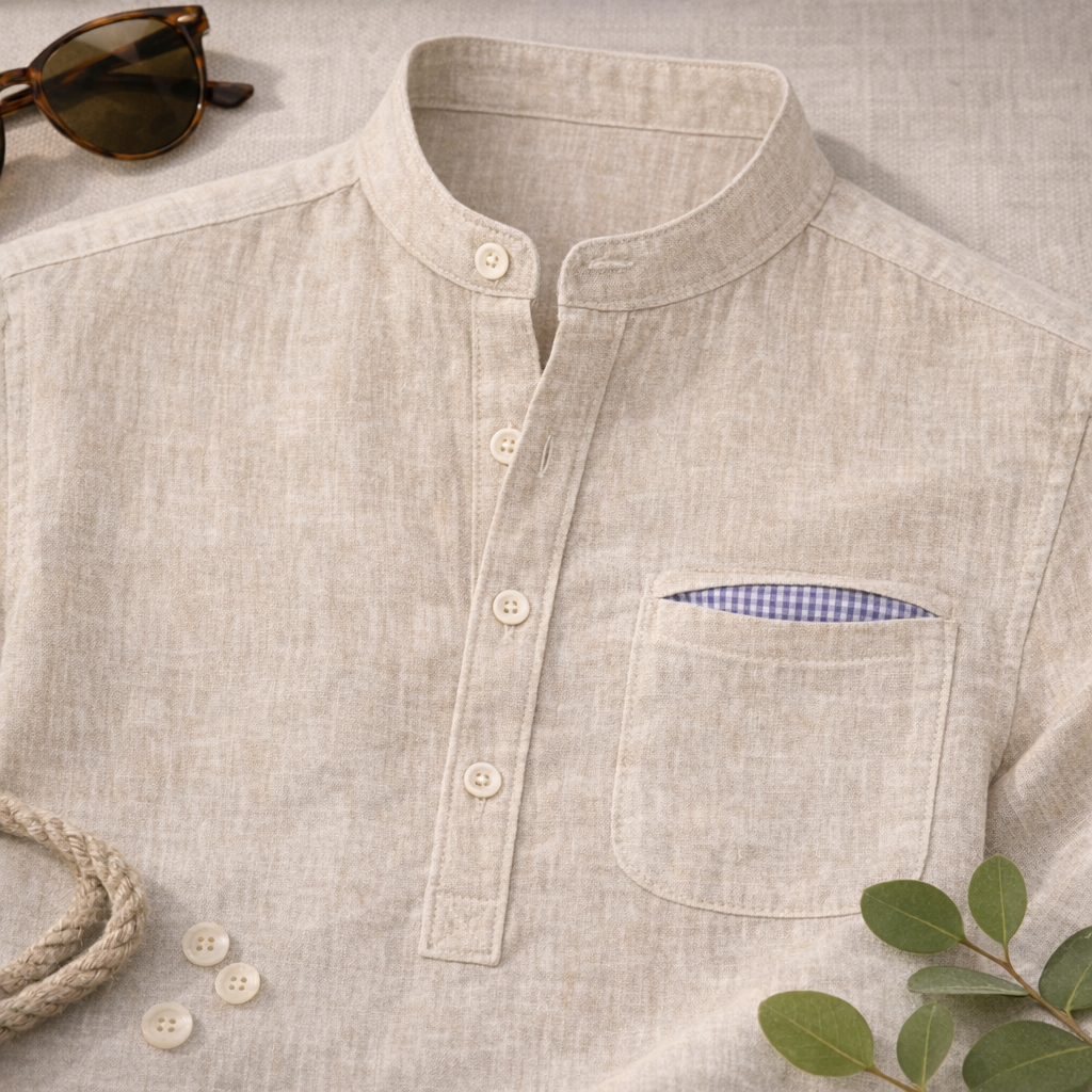 CAMISA LINO HOMBRE CUELLO MAO - Imagen 4